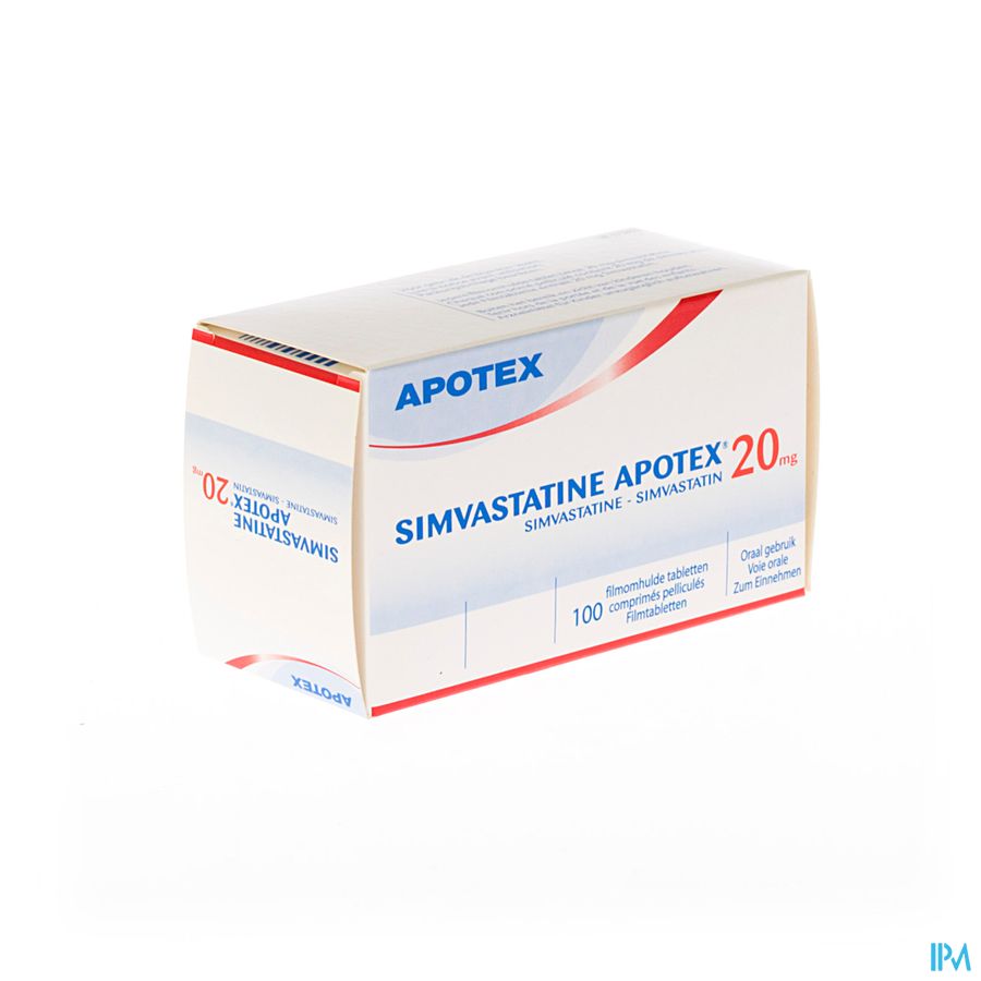 Simvastatine Apotex 20mg Comp Pell 100 X 20mg