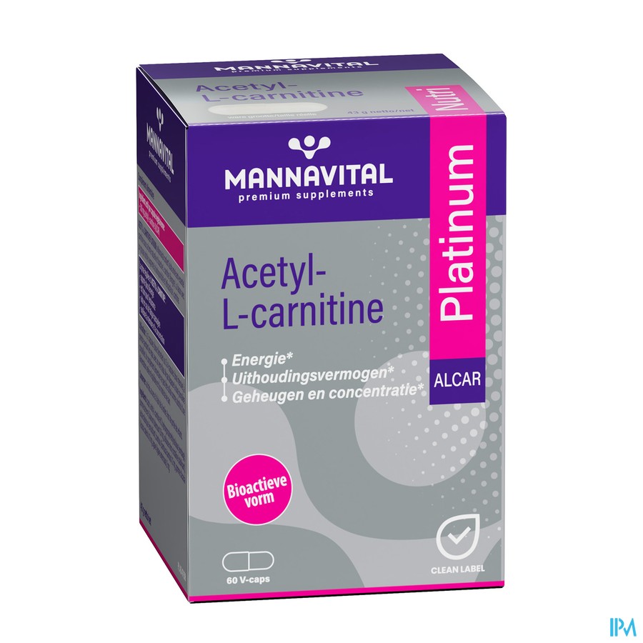 Mannavital Acetyl l-carnitine Platinum V-caps 60
