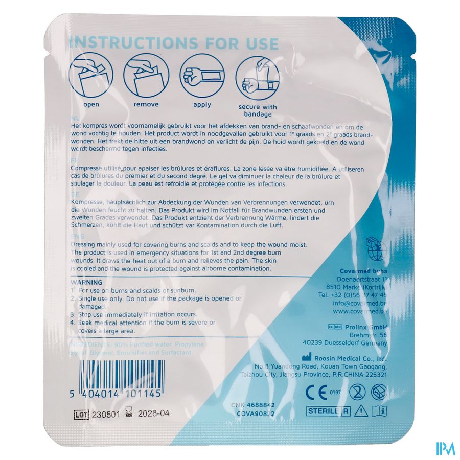 Burncare Covacalm St.brandwond.kompres 10cmx10cm 1 3