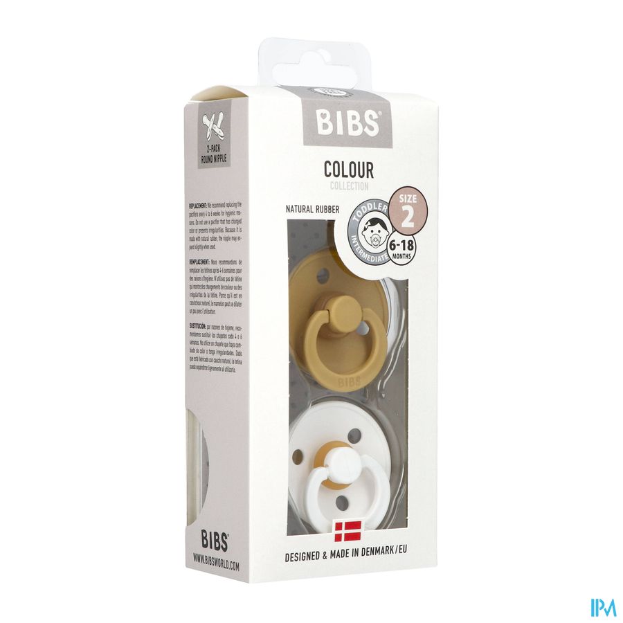 Bibs 2 Fopspeen Duo Mustard White