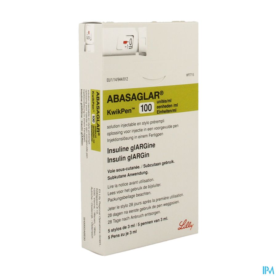 Abasaglar Kwikpen 100e/ml Voorgev.pen 5x3ml Abasaglar Kwikpen 100e/ml Voorgev.pen 5x3ml