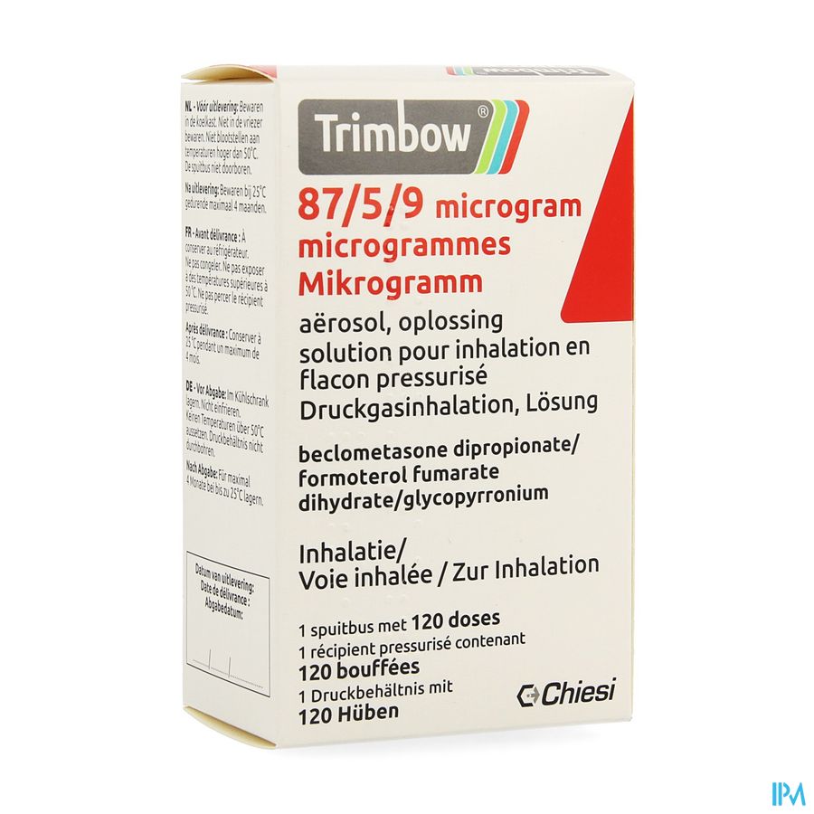Trimbow 87/5 /9mcg Aerosol Opl Inhal. Fl 1 (120d) Trimbow 87/5 /9mcg Aerosol Opl Inhal. Fl 1 (120d)