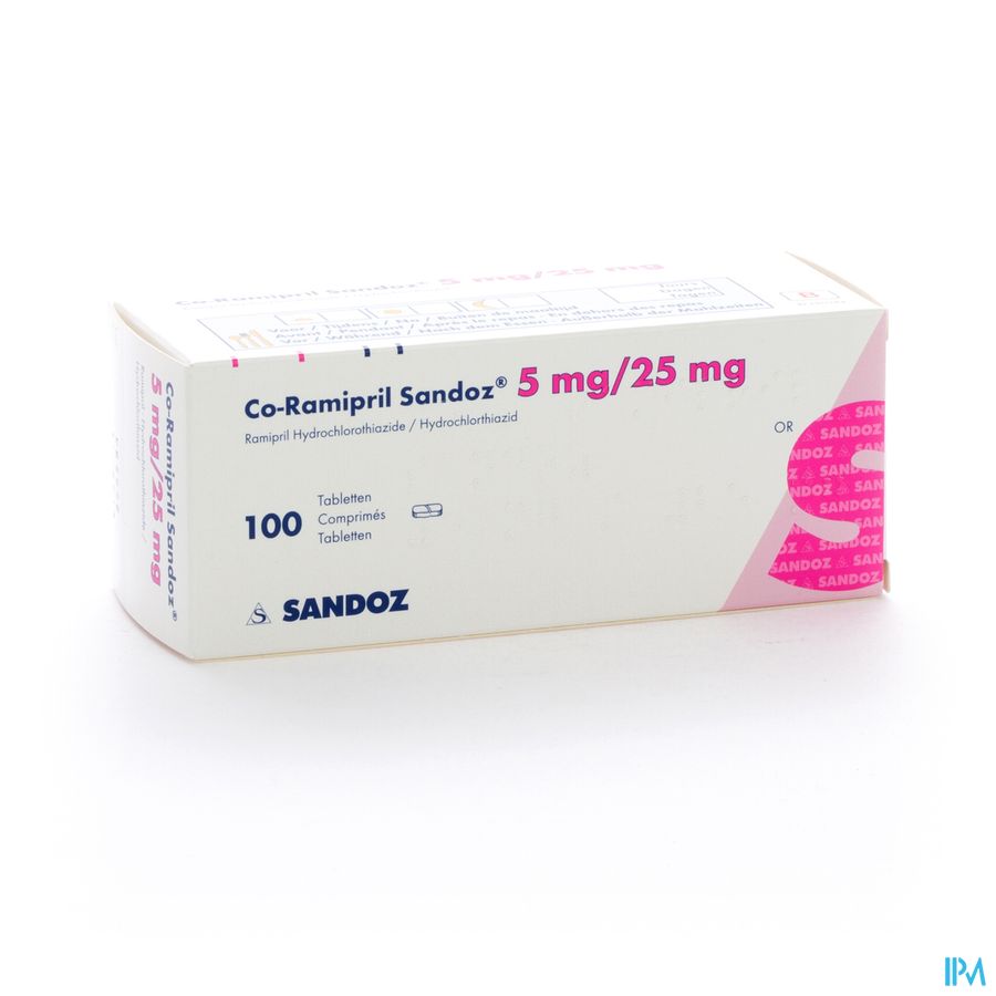 Co Ramipril Sandoz 5mg/25mg Comp 100 Co Ramipril Sandoz 5mg/25mg Comp 100