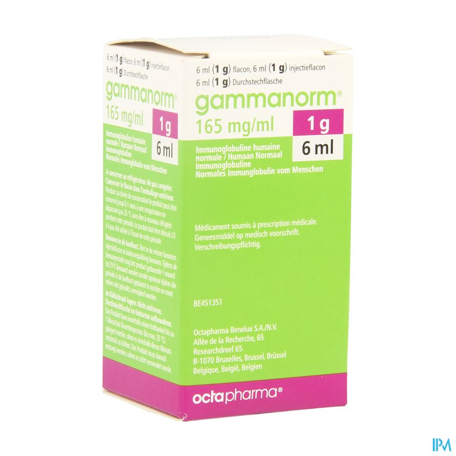 Gammanorm 165mg/ml Octapharma Opl Inj 6ml Gammanorm 165mg/ml Octapharma Opl Inj 6ml