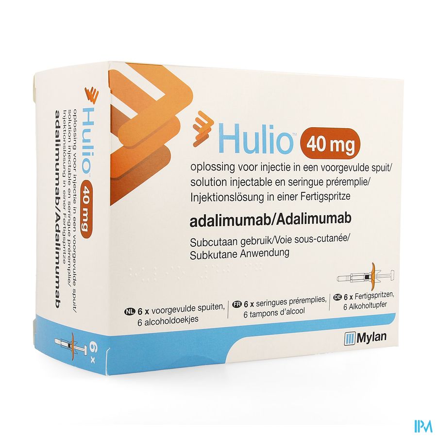 Hulio 40mg Opl Inj 50mg/ml Voorgev.spuit 6 X 0,8ml Hulio 40mg Opl Inj 50mg/ml Voorgev.spuit 6 X 0,8ml