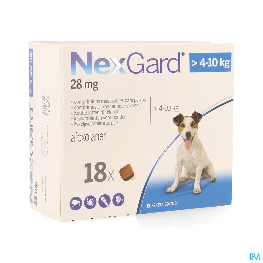 Nexgard 28mg >4 - 10kg Kauwtabl 18 Nexgard 28mg >4 - 10kg Kauwtabl 18