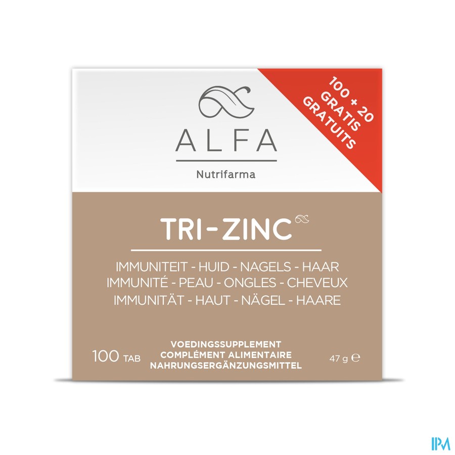 ALFA Tri-zinc 20mg Tabl 100 + 20 Gratis