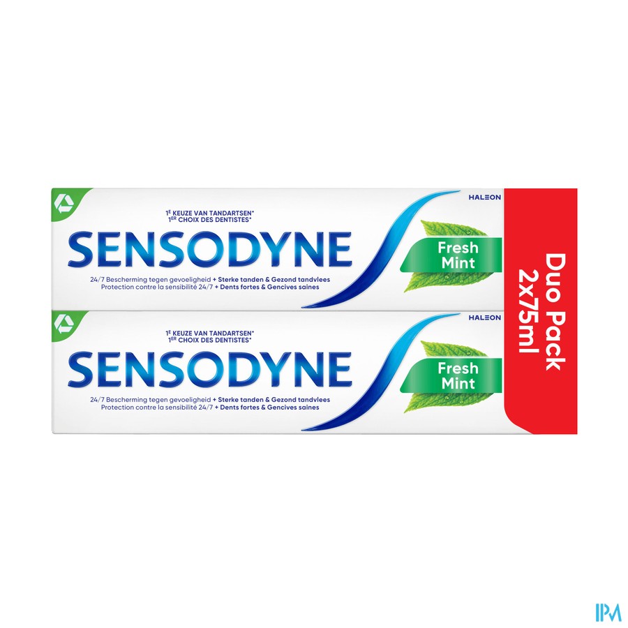 Sensodyne Fresh Mint Dentifrice Tube 2x75ml