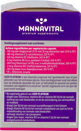 Mannavital Ijzer Platinum V-caps 60 9