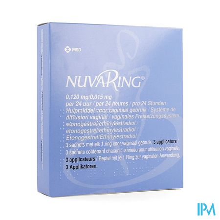 Nuvaring 0,120mg/0,015mg 24h Vagin.ring 3+1 Apll.