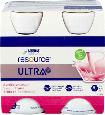 Resource Ultra+ Aardbeiensmaak 4x125ml 1