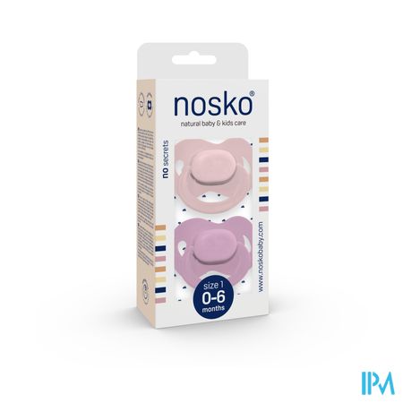 Nosko Fopspeen 0-6 M Baby Pink + Lilac 1