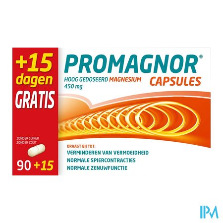 Promagnor: Hoog Gedoseerd Magnesium 450mg (90+15 capsules) 4