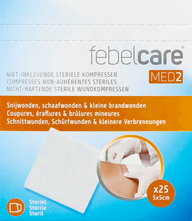 Febelcare Med2 Komp.n/inkl. Ster. 5,0x 5,0cm 25x1 2