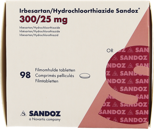 Irbesartan Hydroch Sandoz Tabl 98x300mg/25,0mg 2