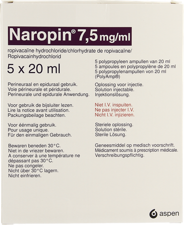 Naropin 7,5mg/ml Amp 5x 20ml 7