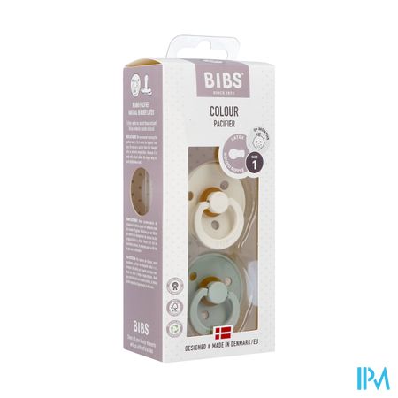 Bibs 1 Sucette Duo Sage Ivory