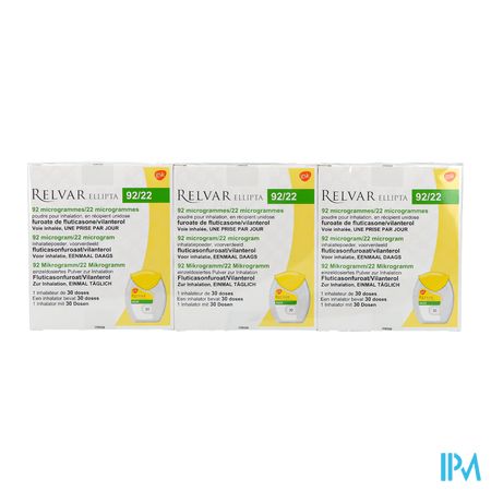 Relvar Ellipta 92/22mcg Pdr Inhal Multidose 3x30 2
