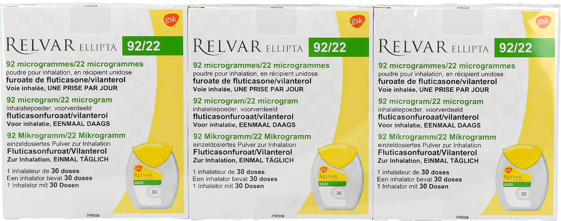 Relvar Ellipta 92/22mcg Pulv Inhal Multidose 3x30 2
