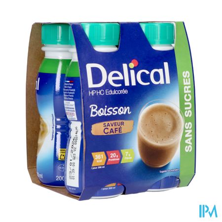 Delical Melkdrank Z/suiker Koffie 4x200ml