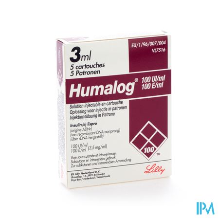 Humalog Cartridge 100u/1ml 5x3ml 1