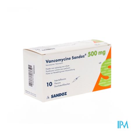 Vancomycine Sandoz Fl Inj 10 X 500mg