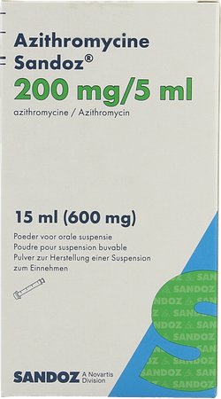 Azithromycine Sandoz 200mg/5ml Pulv Susp Or 15,0ml 1