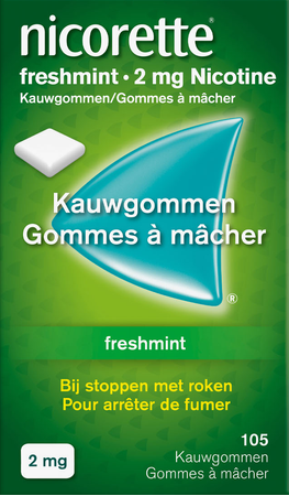 Nicorette Freshmint Kauwgom Suikervrij 105x2mg 1