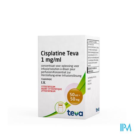 Cisplatine Teva 1 mg/ml sol. perf. (à diluer) i.v. flac. 50 ml