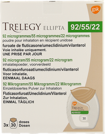 Trelegy Ellipta 92mcg/55mcg/22mcg Pdr Inhal 90dos. 3