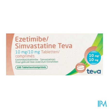 Ezetimibe Simvastatine Teva 10mg/10mg Comp 100 3