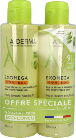 Aderma Exomega Control Olie 2x500ml Promo -50% 6