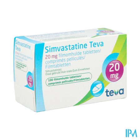 Simvastatine 20mg Teva Comp Enrob 100 X 20mg