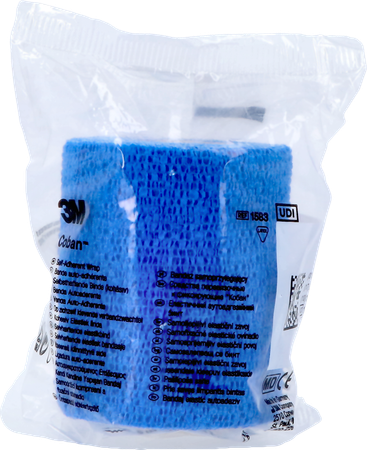Coban Zelfh. Windel Blauw 7,5cmx4,5m Rol 1 1