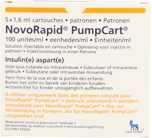 Novorapid Pumpcart 100ie/ml Patroon 5 X 1,6ml 1