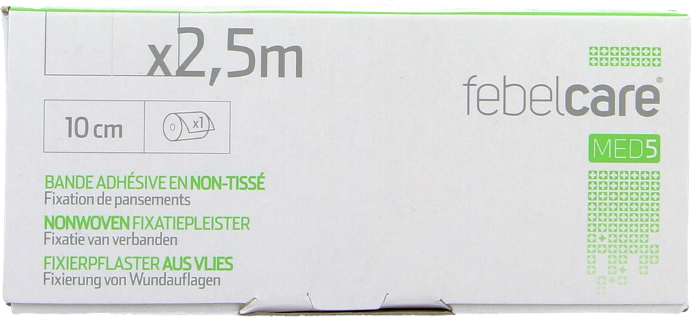 Febelcare Med5 Fixatiepleist. N/woven 10cm 2,5m 1 1