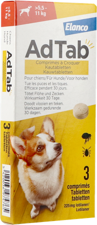 Adtab 225mg Hond >5,5kg-11kg Kauwtabl 3