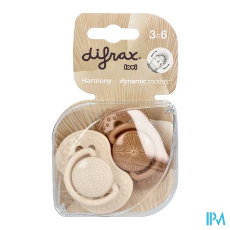 Difrax Fopspeen Dynam.harmony Creme&l.brown 3m+ 2 2
