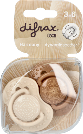 Difrax Fopspeen Dynam.harmony Creme&l.brown 3m+ 2 2