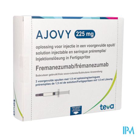 Ajovy 225mg Opl Inj Voorgevulde Spuit 3