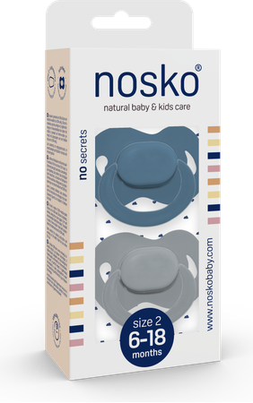 Nosko Fopspeen 6-18 M Whale Blue + Mouse Grey 3