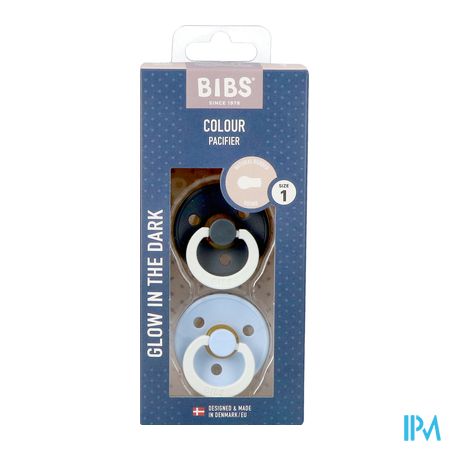 Bibs 1 Fopspeen Duo Glow Dark Iron&baby Blue 1