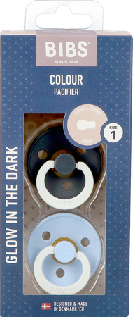 Bibs 1 Fopspeen Duo Glow Dark Iron&baby Blue 1