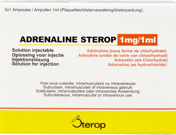 Adrenaline Hcl Sterop 1mg/ml Opl Inj Amp 5 1