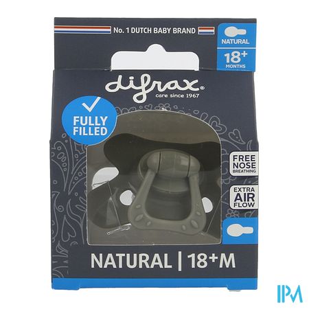 Difrax Sucette Natural 18m+ Uni/pure Gris/clay 1