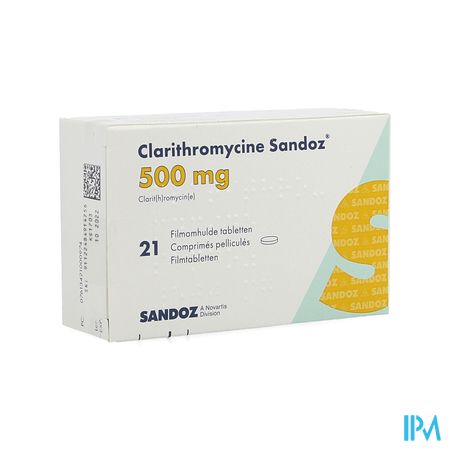 Clarithromycine Sandoz 500mg Filmomh Tabl 21