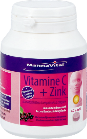 Mannavita Vitamine C + Zink Kauwtabl 60 9