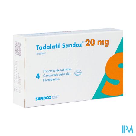 Tadalafil Sandoz 20,0mg Filmomh Tabl 4 X 20,0mg