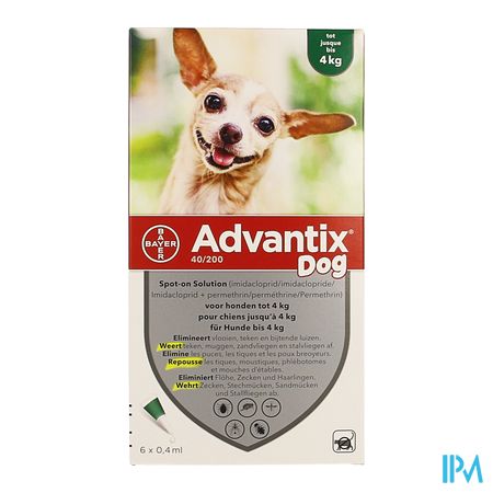 Advantix 40/ 200 Honden < 4kg Fl 6x0,4ml 3