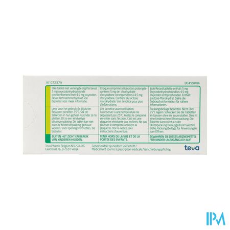 Oxycodone Teva 5mg Verlengde Afgifte Comp 30 1